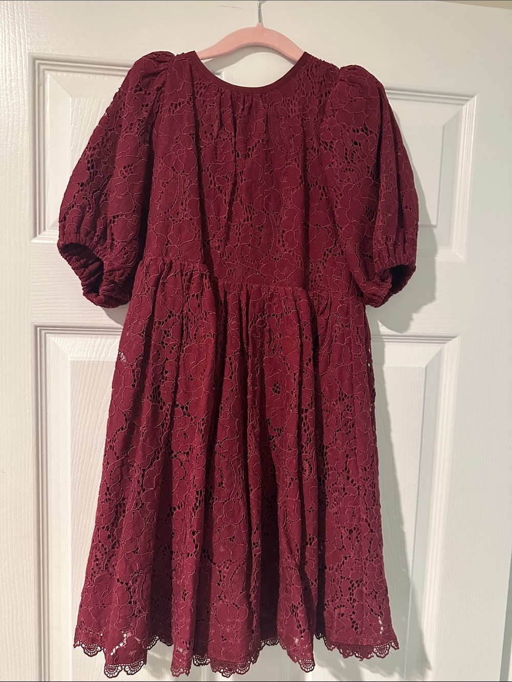 Rachel Parcell Burgundy Lace Puff-Sleeve Party Dress